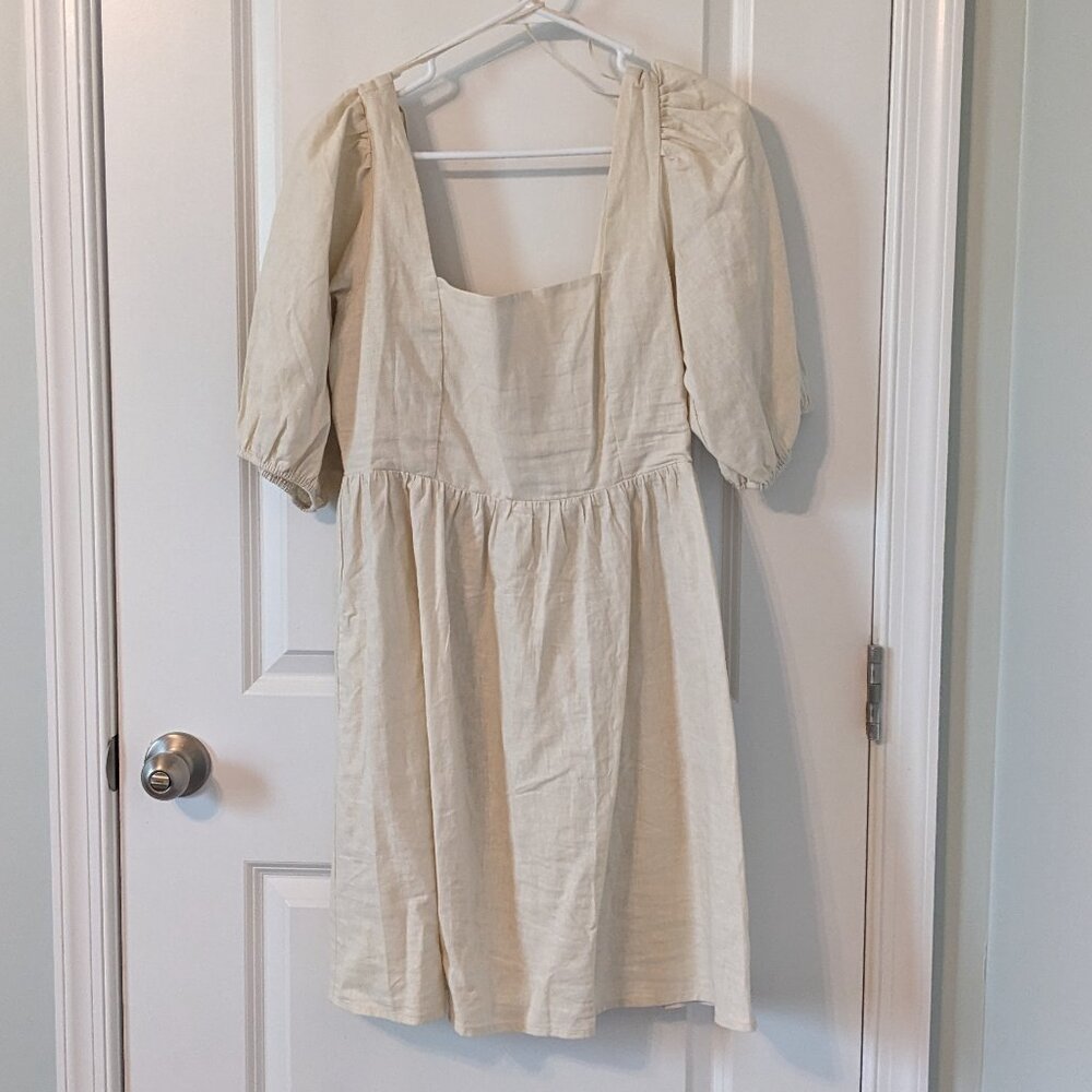 Gap Cream Linen Blend Mini Dress - Size Medium